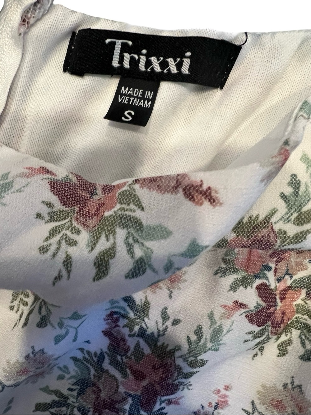 Trixxi Floral Puff Sleeve Wrap Dress Cottagecore Mini Dress Size Small - Picture 4 of 4